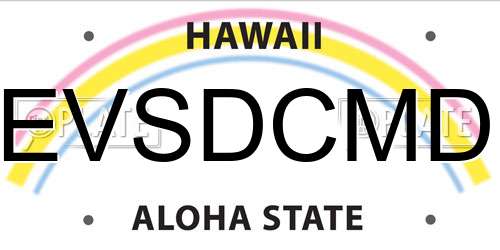 EVSDCMD Hawaii License Plate