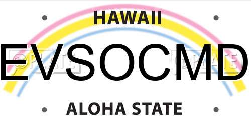 EVSOCMD Hawaii License Plate