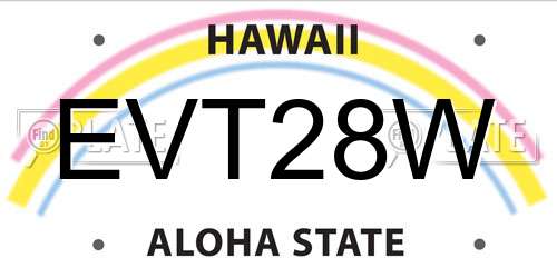 EVT28W Hawaii License Plate