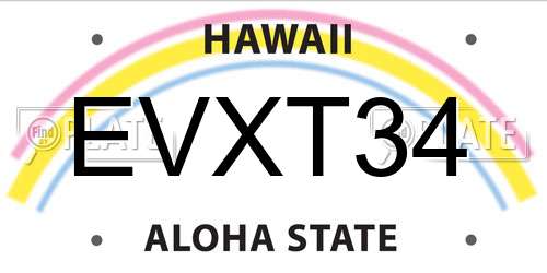 EVXT34 Hawaii License Plate