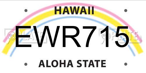 EWR715 Hawaii License Plate