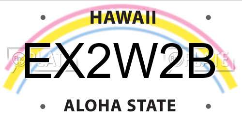 EX2W2B Hawaii License Plate