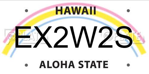 EX2W2S Hawaii License Plate