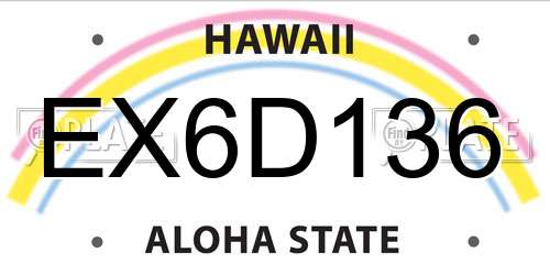 EX6D136 Hawaii License Plate