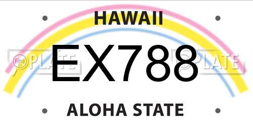 EX788 Hawaii License Plate