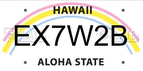 EX7W2B Hawaii License Plate