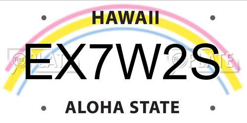 EX7W2S Hawaii License Plate
