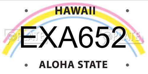 EXA652 Hawaii License Plate