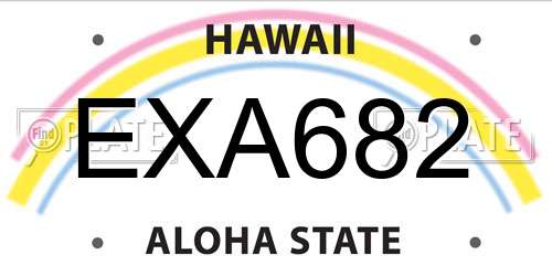 EXA682 Hawaii License Plate