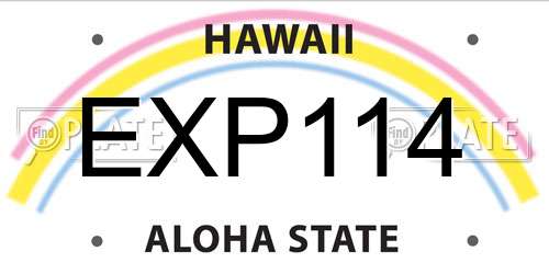 EXP114 Hawaii License Plate