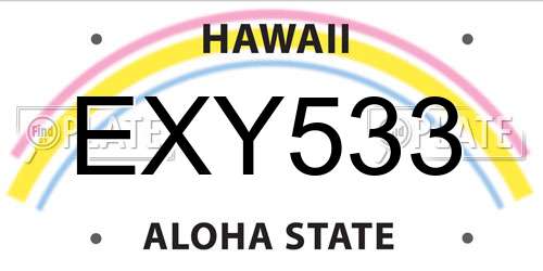 EXY533 Hawaii License Plate
