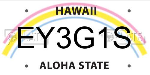 EY3G1S Hawaii License Plate