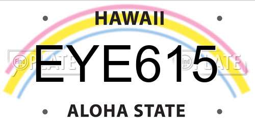 EYE615 Hawaii License Plate