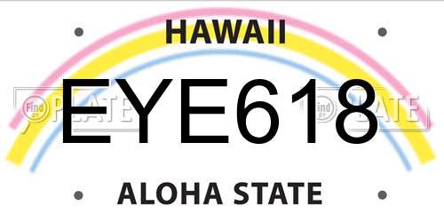 EYE618 Hawaii License Plate