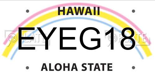 EYEG18 Hawaii License Plate