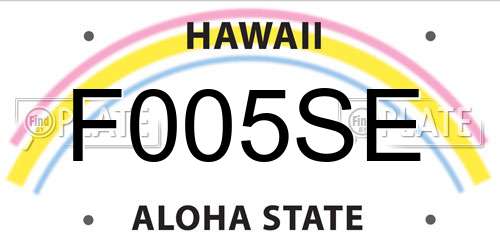 F005SE Hawaii License Plate