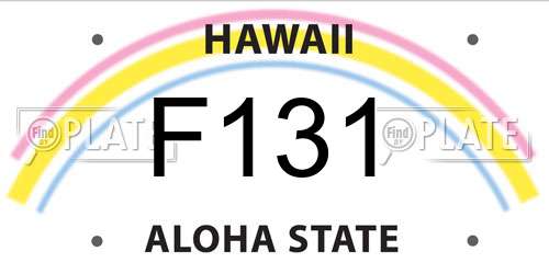 F131 Hawaii License Plate