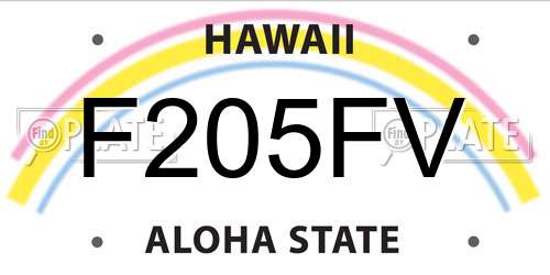 F205FV Hawaii License Plate