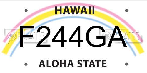 F244GA Hawaii License Plate
