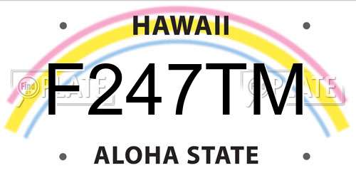 F247TM Hawaii License Plate