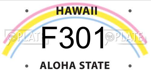 F301 Hawaii License Plate