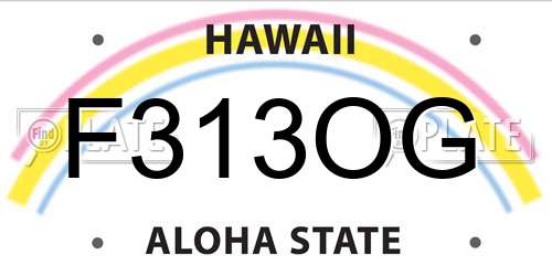 F313OG Hawaii License Plate