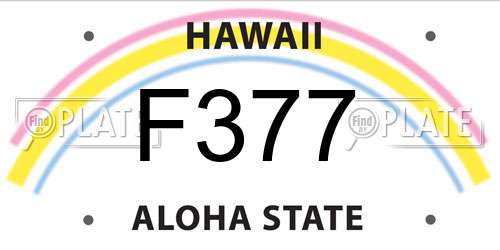F377 Hawaii License Plate
