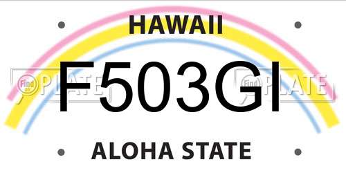 F503GI Hawaii License Plate