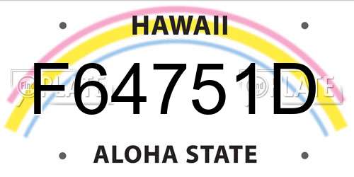 F64751D Hawaii License Plate