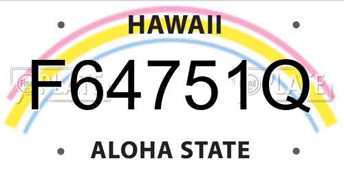 F64751Q Hawaii License Plate