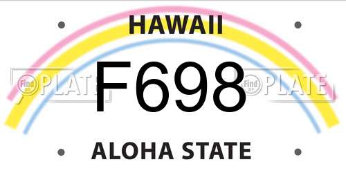 F698 Hawaii License Plate