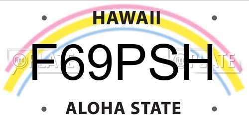 F69PSH Hawaii License Plate