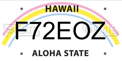 F72EOZ Hawaii License Plate
