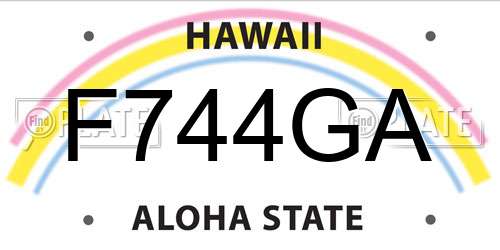 F744GA Hawaii License Plate