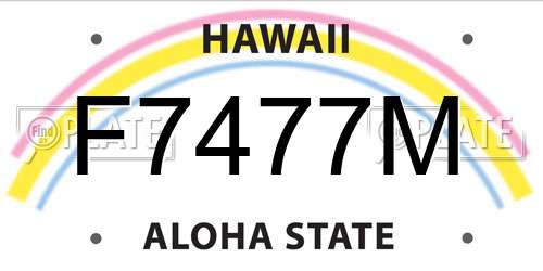 F7477M Hawaii License Plate