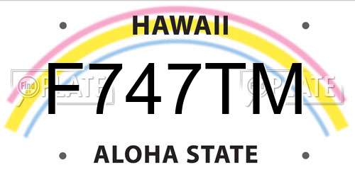 F747TM Hawaii License Plate