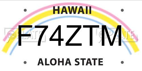 F74ZTM Hawaii License Plate