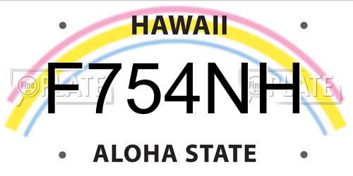 F754NH Hawaii License Plate