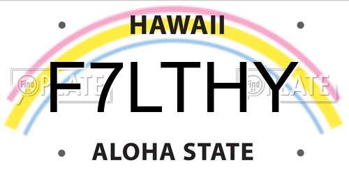 F7LTHY Hawaii License Plate