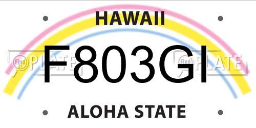 F803GI Hawaii License Plate