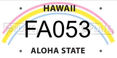 FA053 Hawaii License Plate