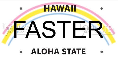 FASTER Hawaii License Plate