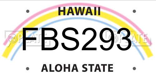 FBS293 Hawaii License Plate