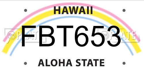 FBT653 Hawaii License Plate