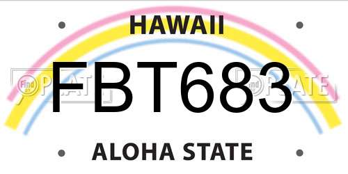 FBT683 Hawaii License Plate