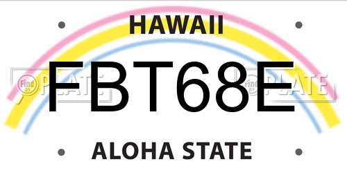 FBT68E Hawaii License Plate