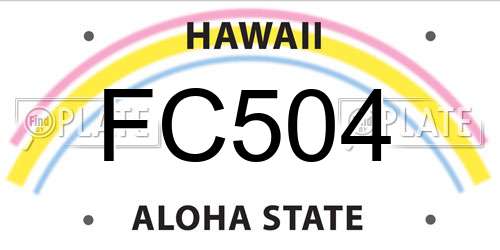 FC504 Hawaii License Plate