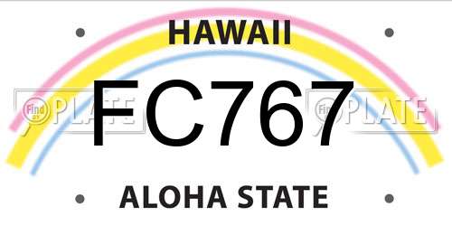 FC767 Hawaii License Plate
