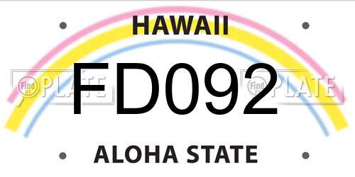 FD092 Hawaii License Plate