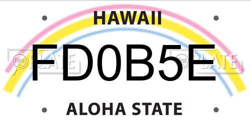 FD0B5E Hawaii License Plate